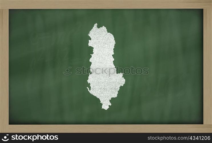 drawing of albania on chalkboard, drawn by chalk