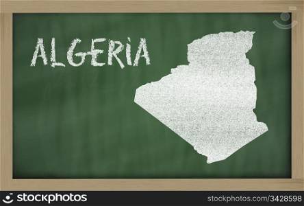 drawing of algeria on blackboard, drawn by chalk