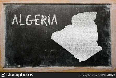 drawing of algeria on blackboard, drawn by chalk