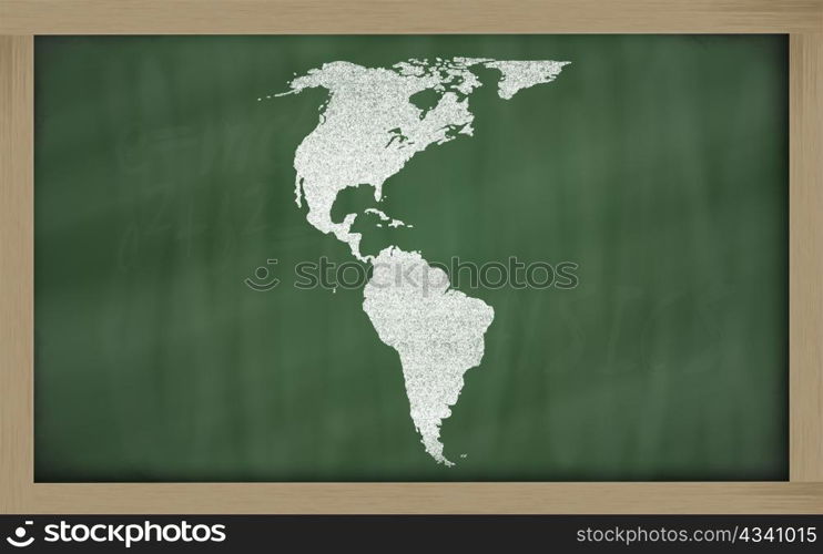 drawing of america on blackboard, drawn by chalk