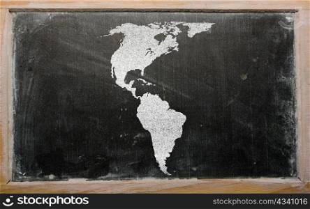 drawing of america on blackboard, drawn by chalk