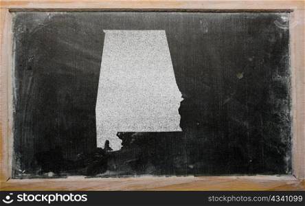 drawing of american state of alabama on chalkboard, drawn by chalk
