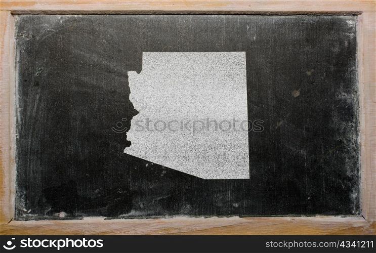 drawing of american state of arizona on chalkboard, drawn by chalk