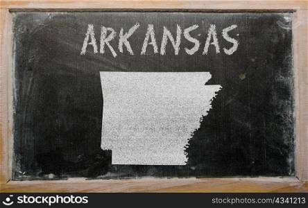 drawing of american state of arkansas on chalkboard, drawn by chalk