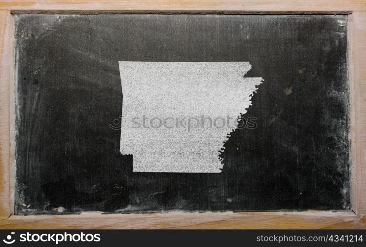 drawing of american state of arkansas on chalkboard, drawn by chalk