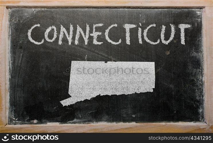 drawing of american state of connecticut on chalkboard, drawn by chalk