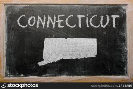 drawing of american state of connecticut on chalkboard, drawn by chalk