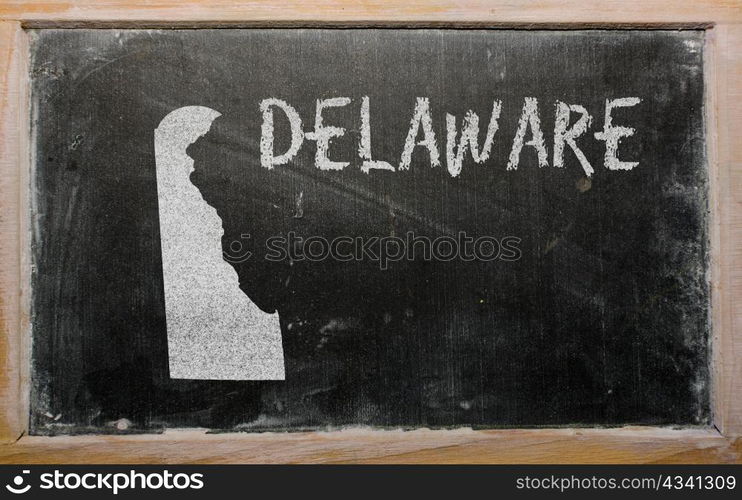 drawing of american state of delaware on chalkboard, drawn by chalk