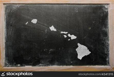drawing of american state of hawaii on chalkboard, drawn by chalk