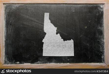 drawing of american state of idaho on chalkboard, drawn by chalk