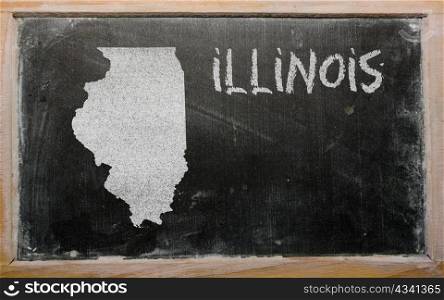 drawing of american state of illinois on chalkboard, drawn by chalk