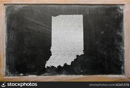 drawing of american state of indiana on chalkboard, drawn by chalk