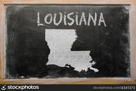 drawing of american state of louisiana on chalkboard, drawn by chalk