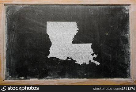 drawing of american state of louisiana on chalkboard, drawn by chalk