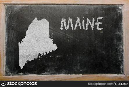 drawing of american state of maine on chalkboard, drawn by chalk