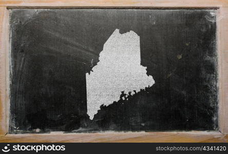 drawing of american state of maine on chalkboard, drawn by chalk