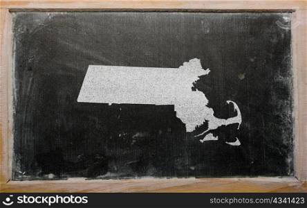 drawing of american state of massachusetts on chalkboard, drawn by chalk