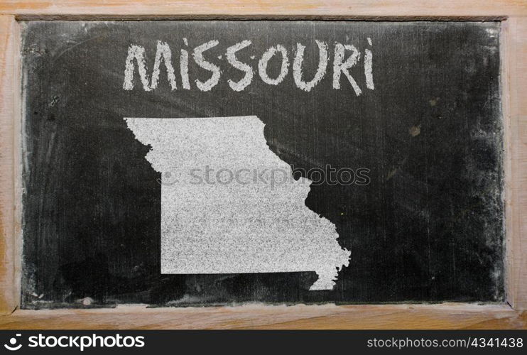 drawing of american state of missouri on chalkboard, drawn by chalk