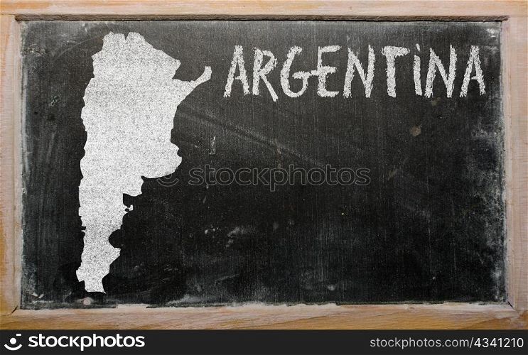 drawing of argentina on blackboard, drawn by chalk