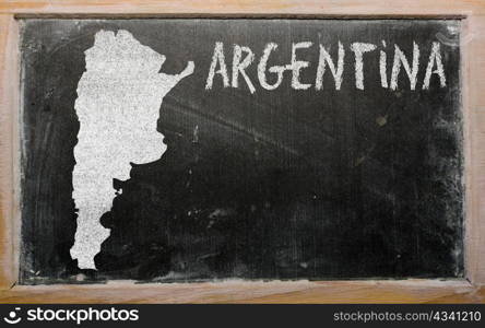 drawing of argentina on blackboard, drawn by chalk