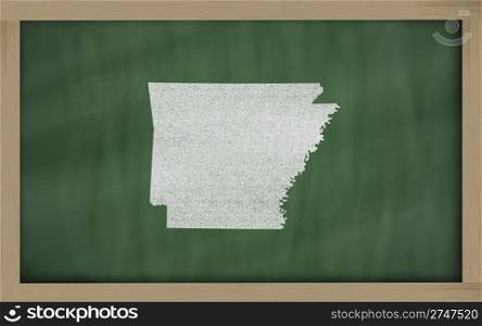 drawing of arkansas state on chalkboard, drawn by chalk