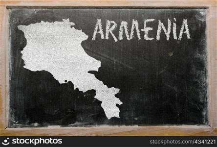 drawing of armenia on blackboard, drawn by chalk