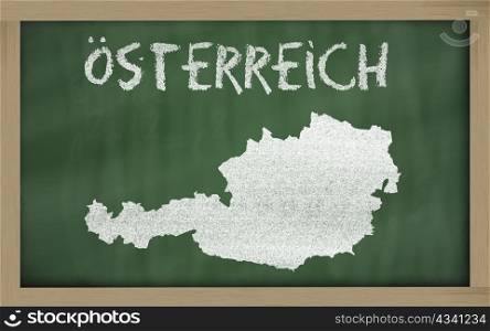 drawing of austria on blackboard, drawn by chalk