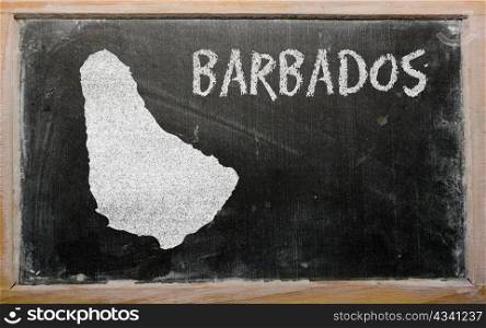 drawing of barbados on blackboard, drawn by chalk