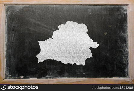 drawing of belarus on blackboard, drawn by chalk