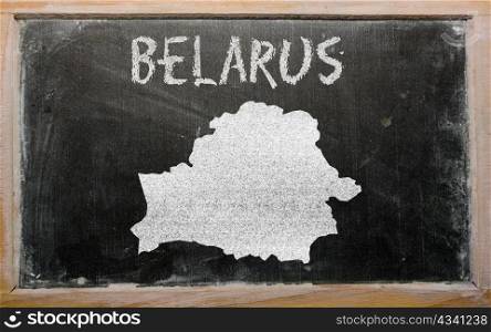 drawing of belarus on blackboard, drawn by chalk