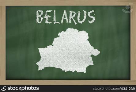 drawing of belarus on blackboard, drawn by chalk