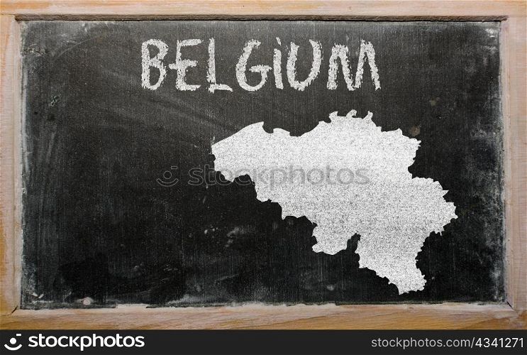drawing of belgium on blackboard, drawn by chalk
