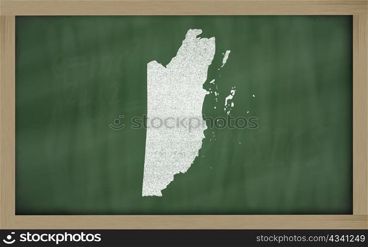 drawing of belize on blackboard, drawn by chalk