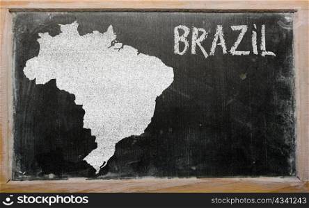 drawing of brazil on blackboard, drawn by chalk