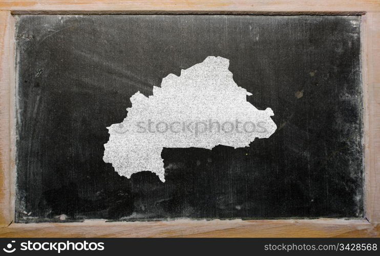 drawing of burkina faso on blackboard, drawn by chalk
