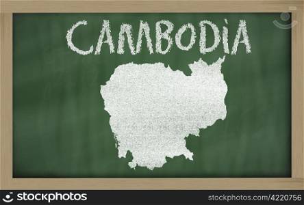 drawing of cambodia on blackboard, drawn by chalk