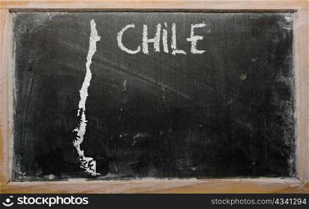 drawing of chile on blackboard, drawn by chalk