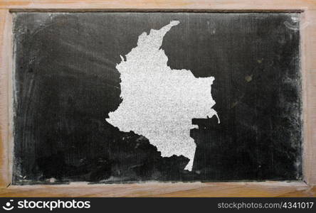 drawing of colombia on blackboard, drawn by chalk