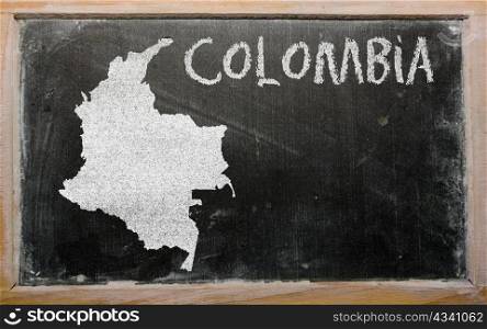 drawing of colombia on blackboard, drawn by chalk