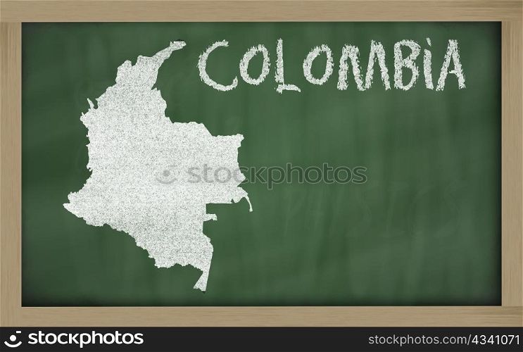 drawing of colombia on blackboard, drawn by chalk