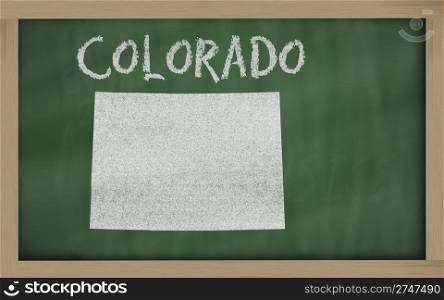 drawing of colorado state on chalkboard, drawn by chalk