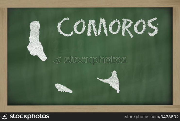 drawing of comoros on blackboard, drawn by chalk