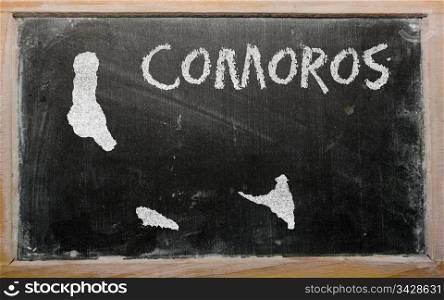 drawing of comoros on blackboard, drawn by chalk