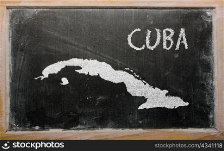 drawing of cuba on blackboard, drawn by chalk