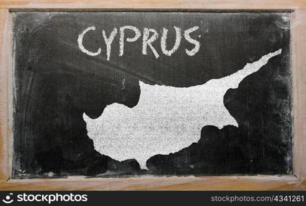 drawing of cyprus on blackboard, drawn by chalk