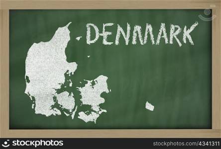 drawing of denmark on blackboard, drawn by chalk