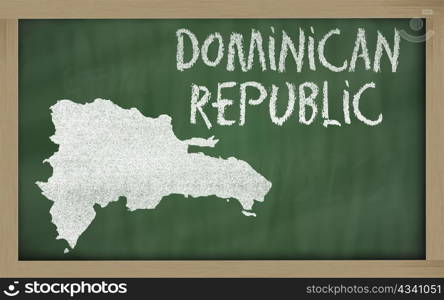 drawing of dominican republic on blackboard, drawn by chalk