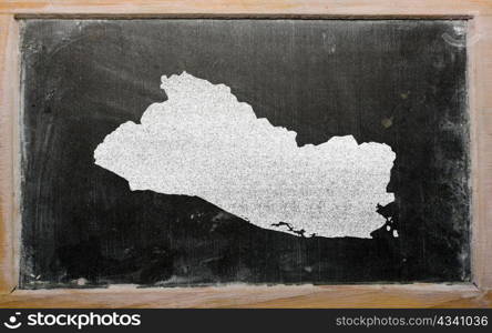 drawing of el salvador on blackboard, drawn by chalk