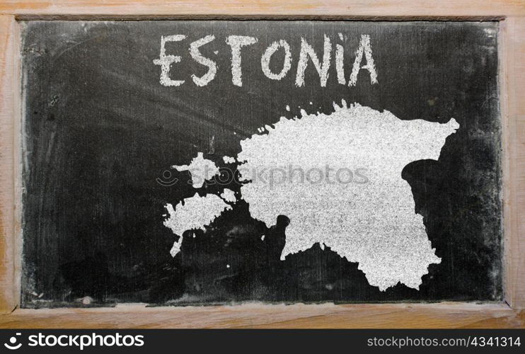 drawing of estonia on blackboard, drawn by chalk