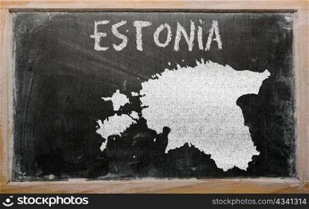 drawing of estonia on blackboard, drawn by chalk